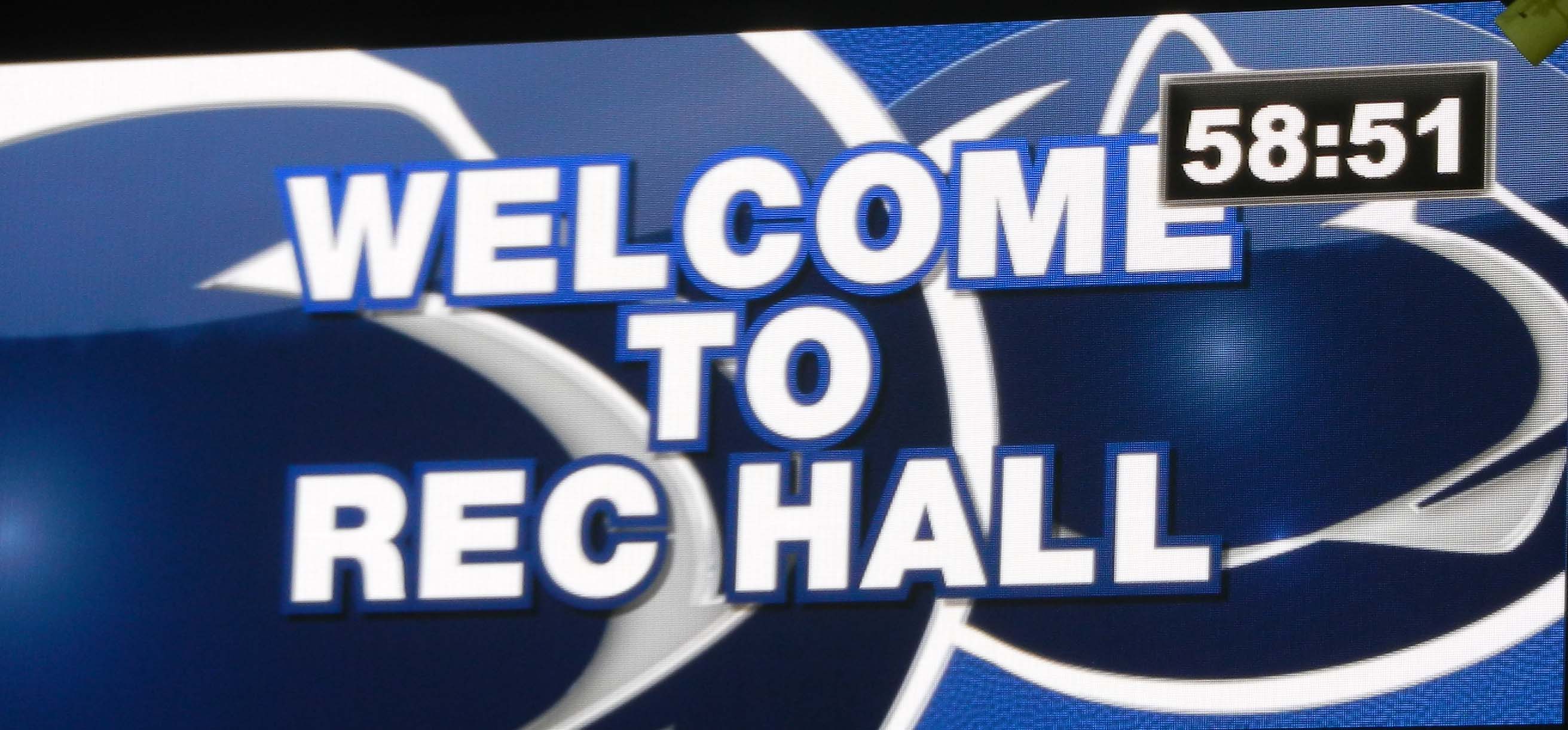 Rec Hall Scoreboard Welcome Closeup