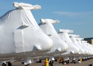 Shrink wrapped helicopters