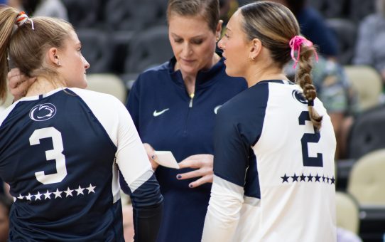 Penn State sweep over Michigan State tallies Coach Schumacher-Cawley's 100th win at the helm (25-15, 25-19, 25-23)